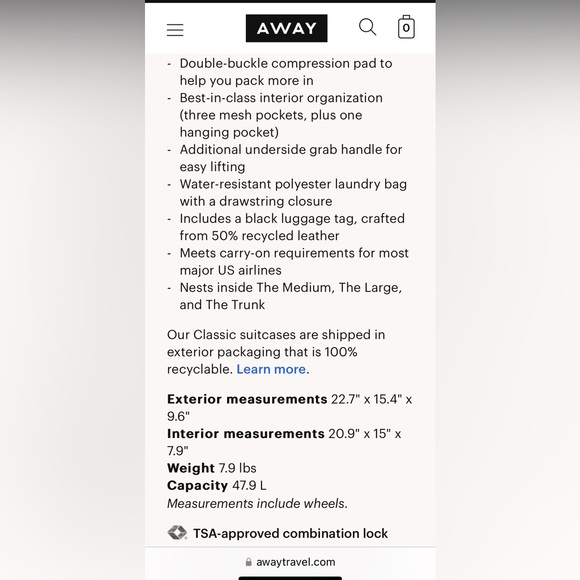Away The Bigger Carry On in Cloud Gray brand new - Picture 15 of 15